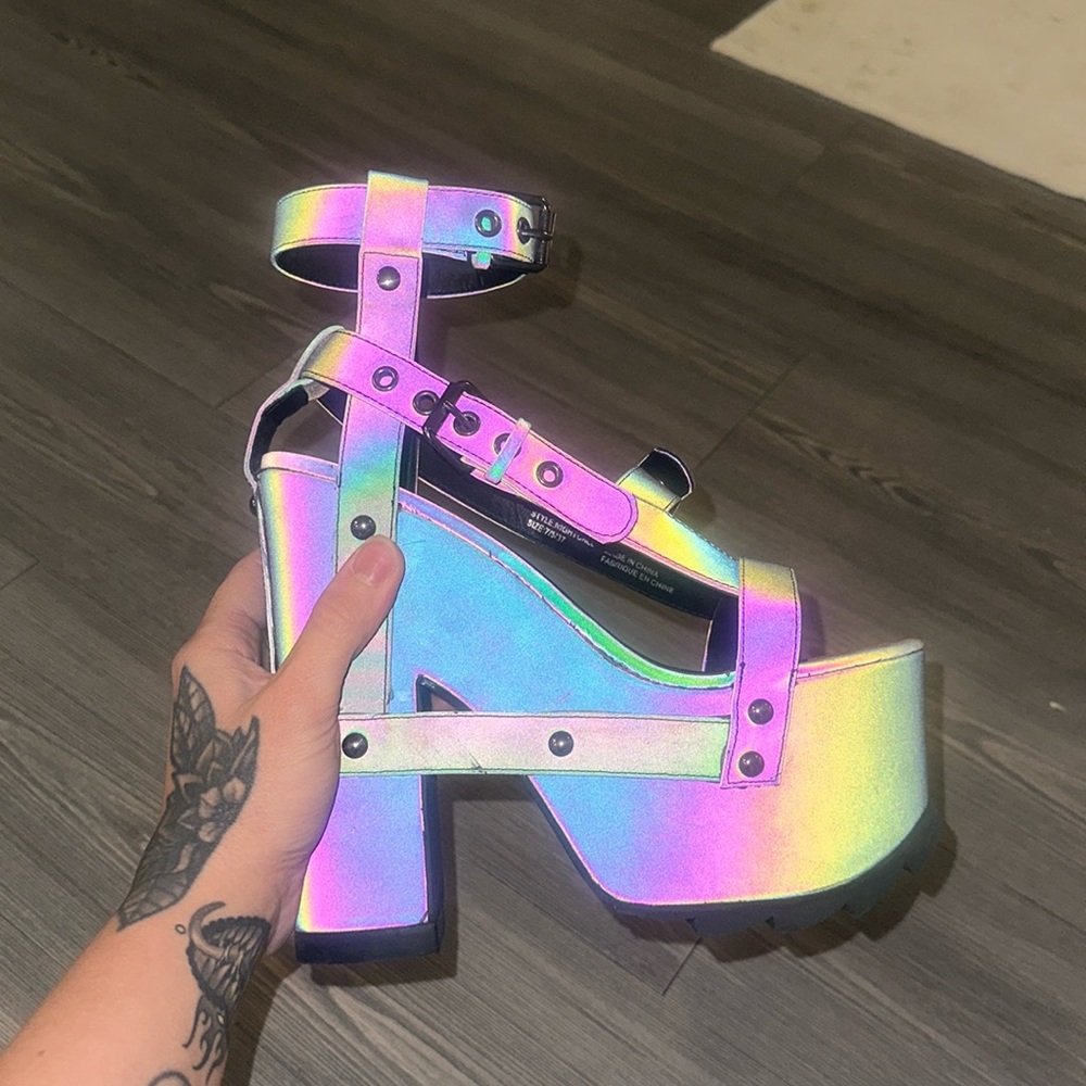 Color changing YRU platform rave shoes. (Worn once for photo indoors)